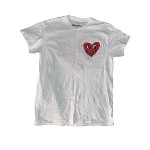 Ripple Junction White Tee with Red Heart Graphic